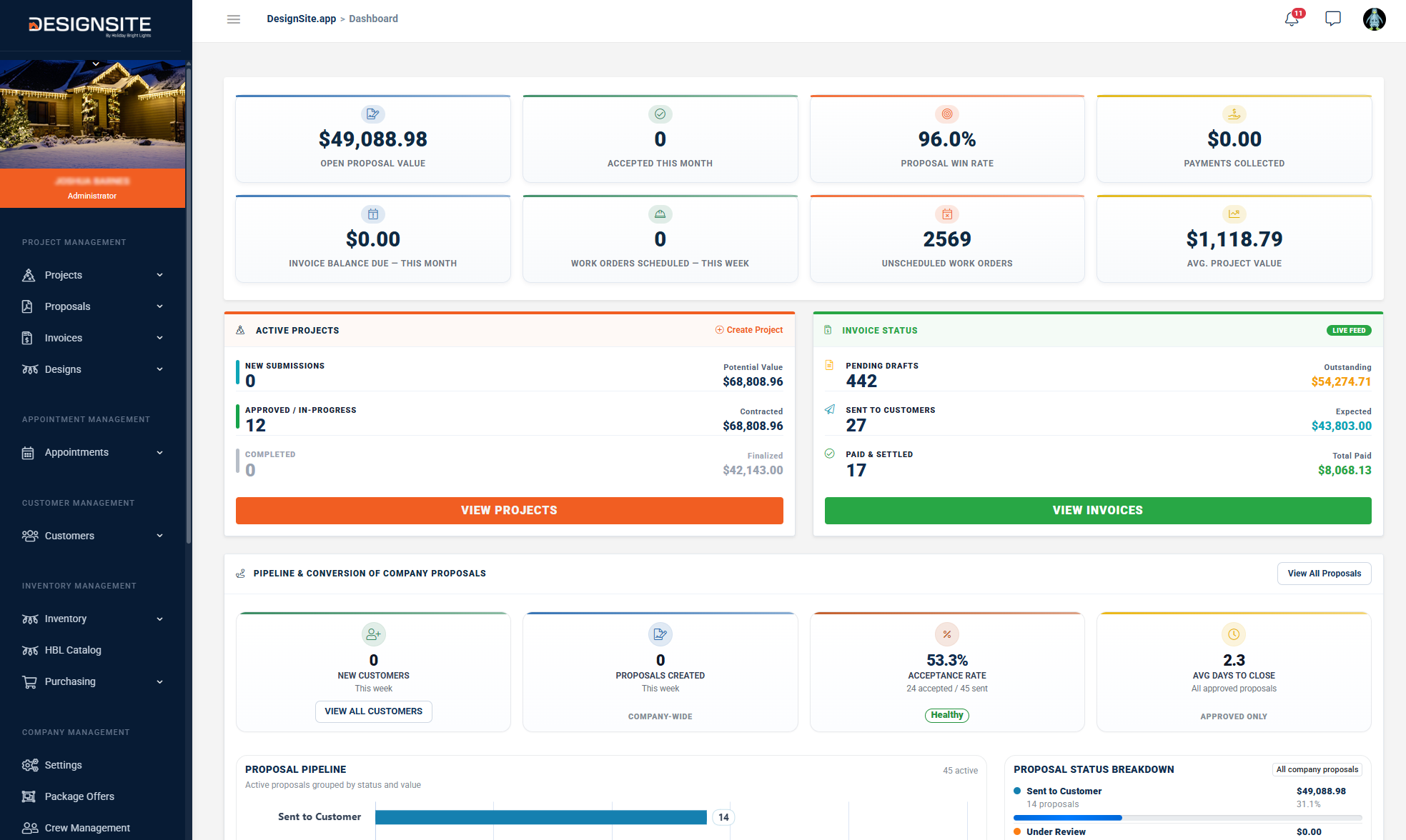 Combining the Design Studio with DesignSite's business management platform not only helps you sell the job, but manage it all the way through completion.